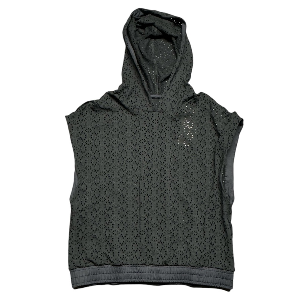 Live! Cropped Sleeveless Hoodie Size Medium NWT Open‎ Knit Daisy Black Athletic